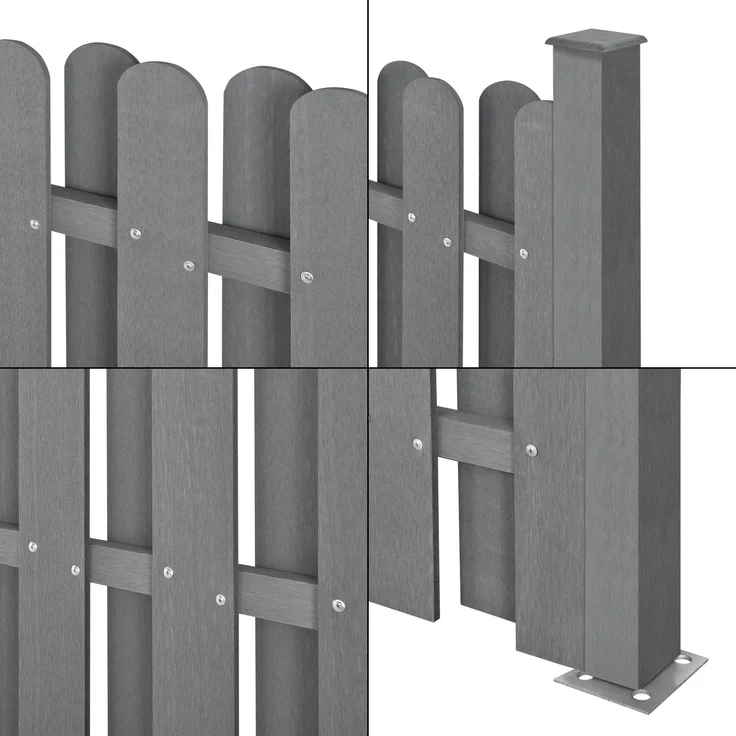 WPC Gartenzaun 185x193 cm Grau [neu. holz] – Bild 5