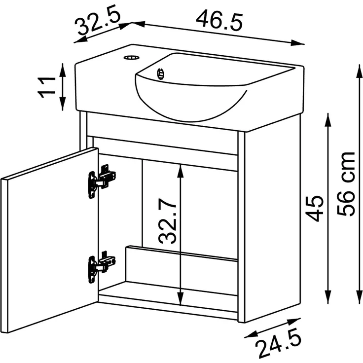 Roomart LEO Badmöbel Set– 2-teiliges Badezimmermöbel Set - Waschbecken mit Unterschrank - H 45 x B 24.5 x T 46.5 cm • Weiß-Eiche – Bild 6