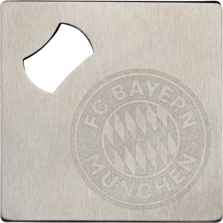 FC Bayern München Frühstücksbrett FC Bayern München Metalluntersetzer 4er-Set (Flaschenöffner) Silber, Metall – Bild 1