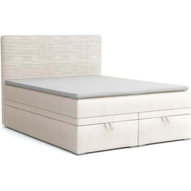 Deine Möbel 24 Boxspringbett DARO Boxbett Polsterbett Komplettbett Bett mit einer Matratze H4 (Taschenfederkernmatratzen 7 Zonen H4 Grau Hellgrau Schwarz Anthrazit Beige Samt Velour, 2-St, Taschen-federkernmatratze 7 Zonen H4 PREMIUM Bett), inkl Topper...