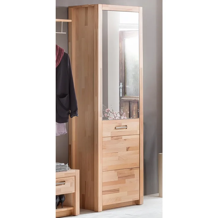 Garderobenschrank >Leduc< in Kernbuche aus Massivholz - 66x203x40cm (BxHxT)