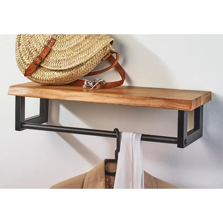 Kobolo Garderobenständer Garderobe Wandregal Wandgarderobe Metall und Holz