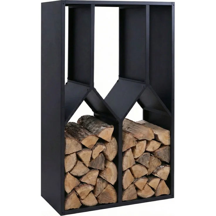 Brennholzlager HWC-P76, Kamin-/Feuerholzregal Holzlager Holzunterstand Outdoor Metall 160x95x50cm ~ anthrazit – Bild 1