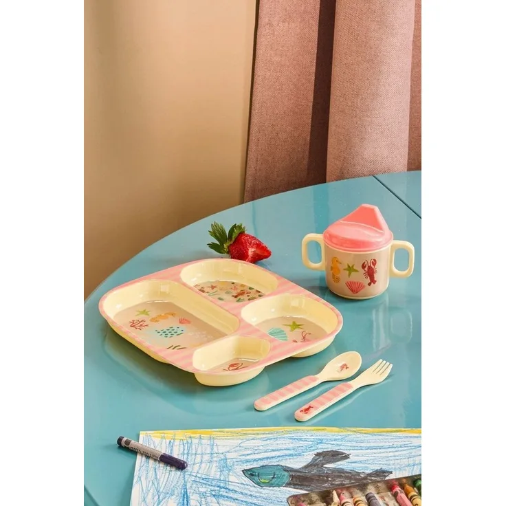 Rice Kinderteller mit 4er Einteilung Coral Ocean Print