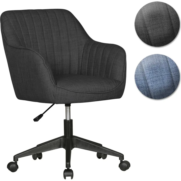 Schreibtischstuhl VARA Stoff Design Drehstuhl mit Lehne, anthrazit
