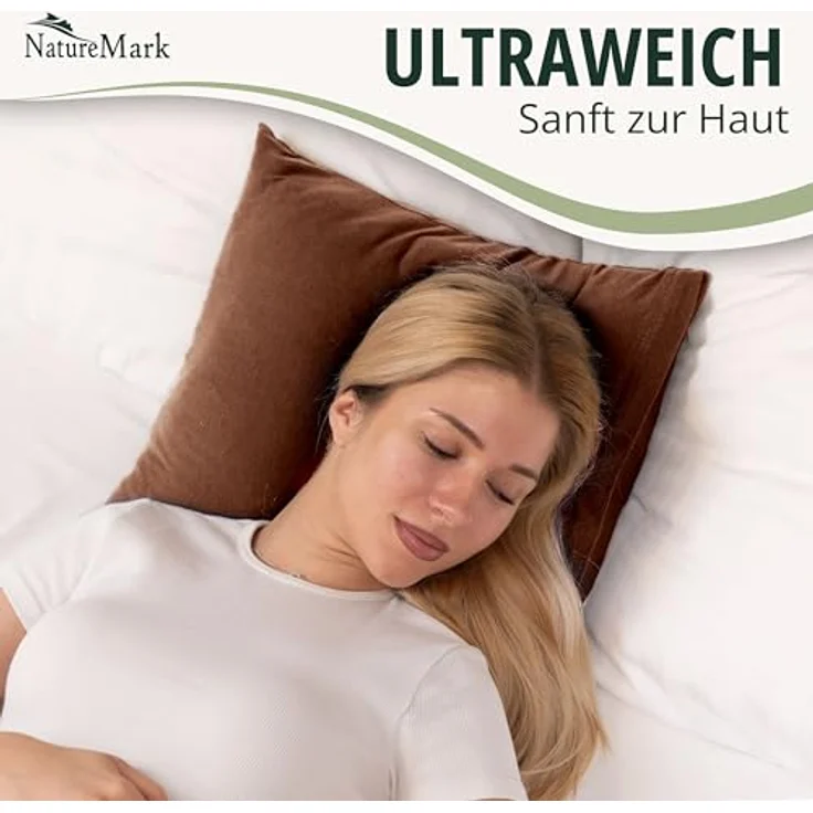 NatureMark Kissenbezüge 2er Pack Jersey Kissenbezug Kissenhülle, (2 Stück), Kissenhülle in vielen Größen und Farben (40 x 40 cm, Schoko braun) – Bild 5