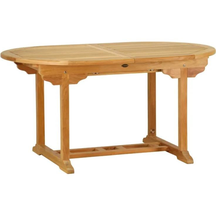 Kai Wiechmann Gartentisch Teak Ausziehtisch oval als flexibler Holztisch aus Teak, ausziehbarer und unbehandelter Teaktisch oval