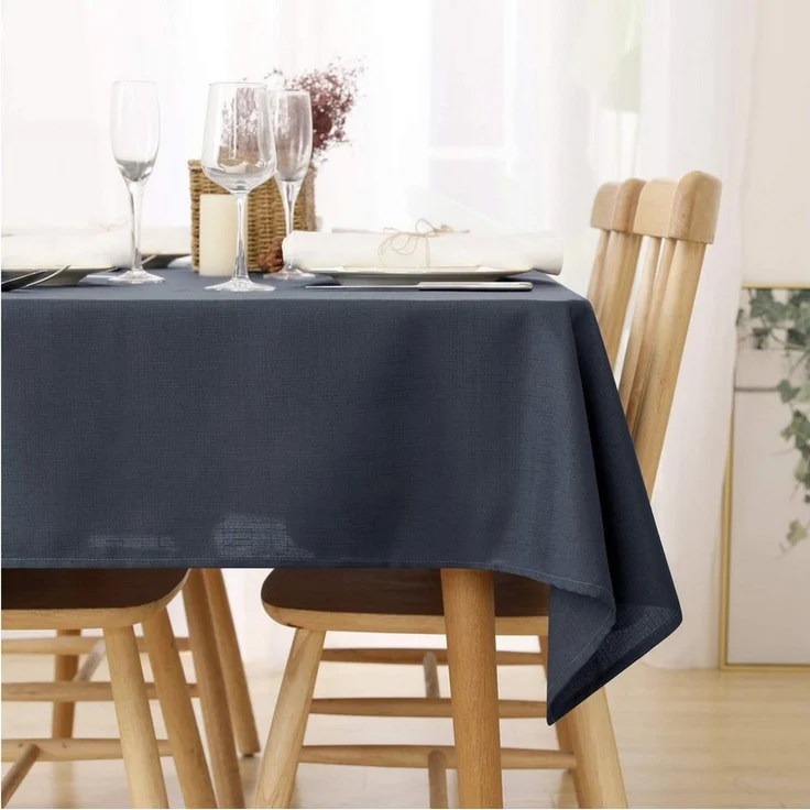 Deconovo Tischdecke Wasserabweisend Tischwäsche Lotuseffekt Tischtuch Leinenoptik (1er Set, 100 % Polyester), fleckabweisend Tischdecke pflegeleicht waschbar Table Cloth rechteckig – Bild 2