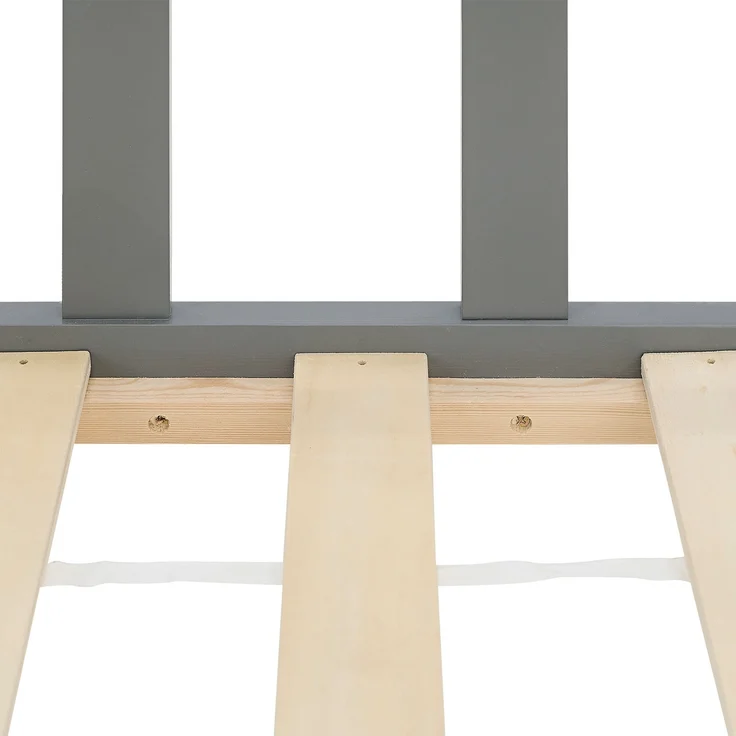 Kinderbett 90x200 mit Matratze Bodenbett mit Rausfallschutz Grau Montessori Bett Kleinkindbett Holz Kiefer Massiv – Bild 10