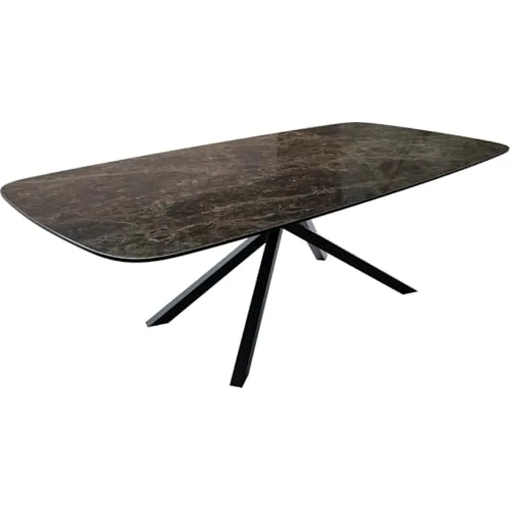 Outdoortisch Edge Boot 240x120 cm Keramik Emperador Extra Lucidato Dunkelbraun Kreuzgestell Rechteck Schwarz