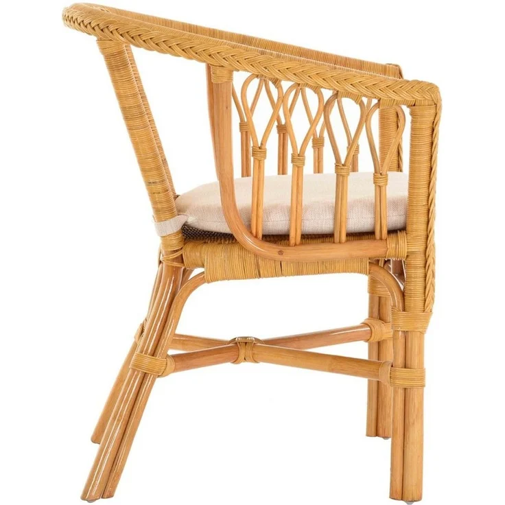 Krines Home Sessel Stapelbarer Rattansessel Bistro Sessel mit Armlehnen Flechtsessel (Sessel nach Auswahl ohne oder mit Polster), in Handarbeit geflochten, Rattanstuhl, Rattan Stuhl – Bild 2