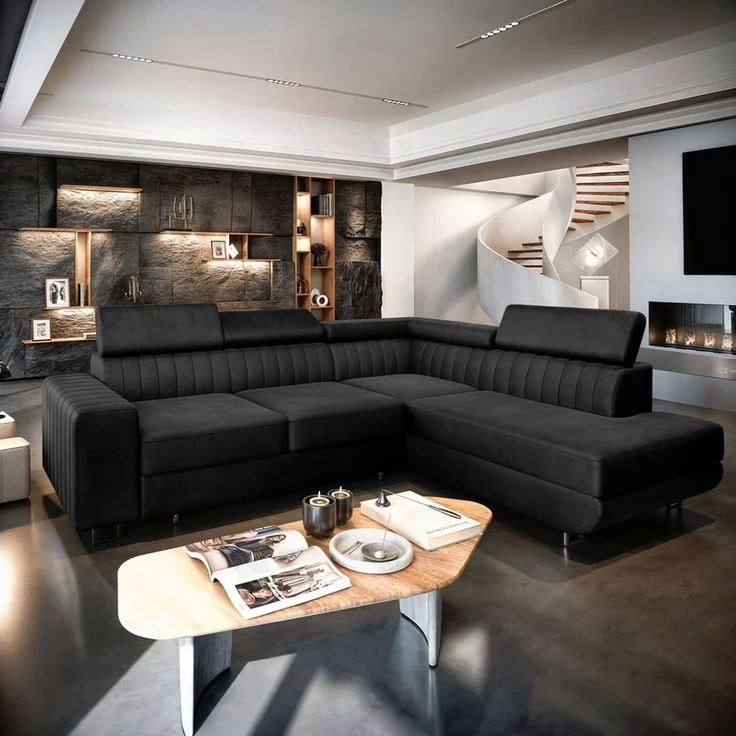Masseno Ecksofa NOLA mit Schlaffunktion L-Form, Sofa mit Bettkasten – Bild 1