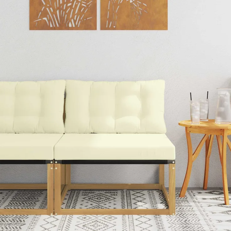 vidaXL Outdoor Mittelsofa mit Kissen Weiß 79 x 83 x 73 cm Stahl 901637