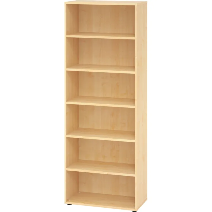 bümö Regal Ahorn, Standregal aus Holz für 6 Ordnerhöhen - Bücherregal 80 cm breit, Aktenregal für Ordner & Bücher, Büroregal, Holzregal, Ordnerregal, Aufbewahrungsregal, Buchregal, 968RE-3