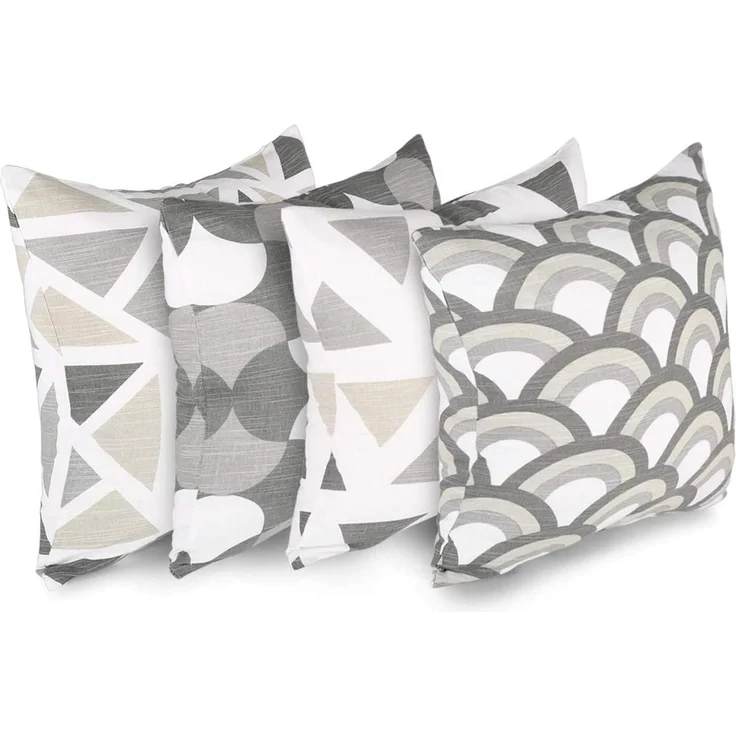 Penguin Home 4Er - Pack Dekorative Quadratische Kissen Aus Baumwolle, Luxuriöse, Stilvolle Für Wohnzimmer, Sofa, Schlafzimmer, Mit Unsichtbarem Reißverschluss, 45X45 cm (18" Inches), Grau/Weiß – Bild 1