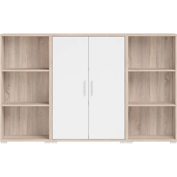 Stella Trading Highboard OFFICE LINE in Eiche Sonoma/weiß glanz