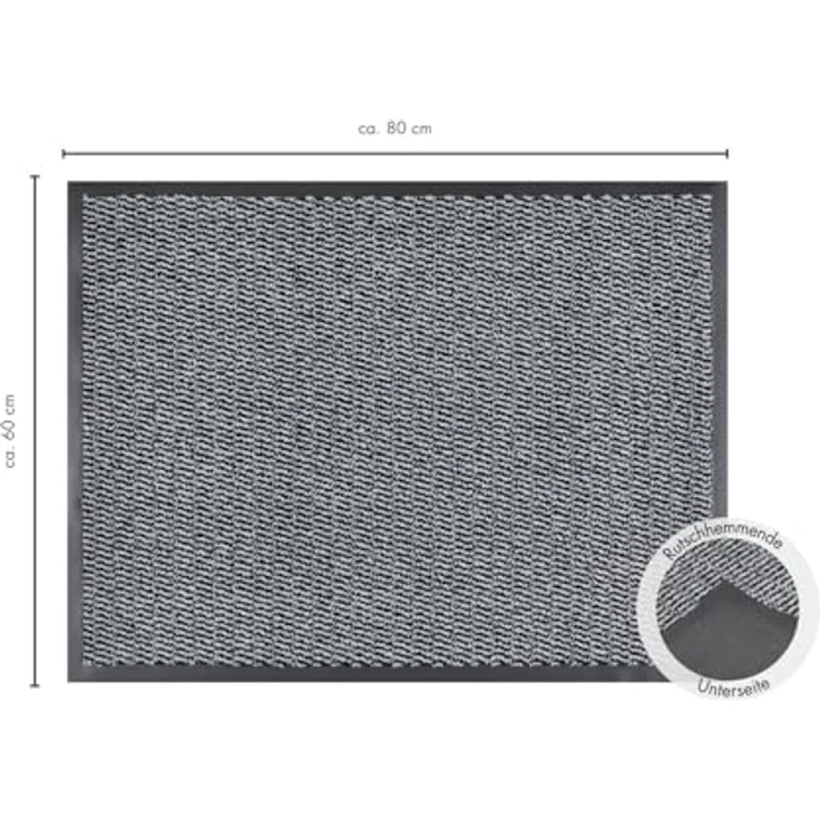 andiamo Fußmatte Easy - Schmutzfangmatte für den Hauseingang - flexibel einsetzbar als Türmatte innen, Fußabtreter im überdachten Außenbereich oder als Schuhmatte 60 x 80 cm Hellgrau – Bild 3