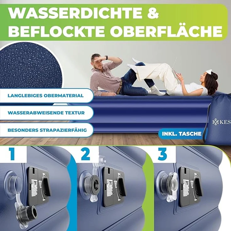 KESSER® Aufblasbare Matratze Luftbett Selbstaufblasend Gästebett mit eingebauter elektrischer Pumpe, Luftmatratze für Camping oder Heimgebrauch Mit Tasche, geeignet für 2 Person - 203 x 152,5 x 51 cm – Bild 5