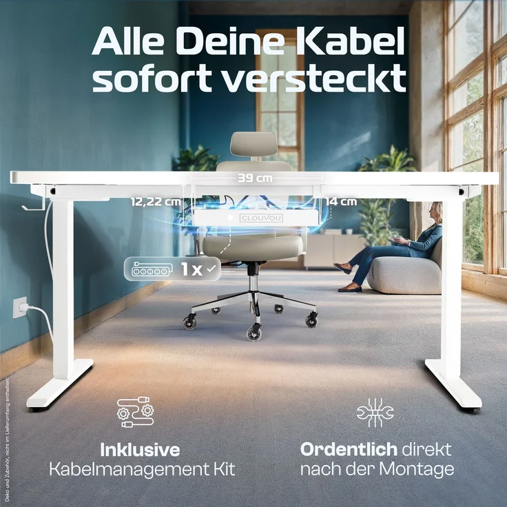 CleverDesk Weiß/Weiß (140x70 cm) – Bild 4