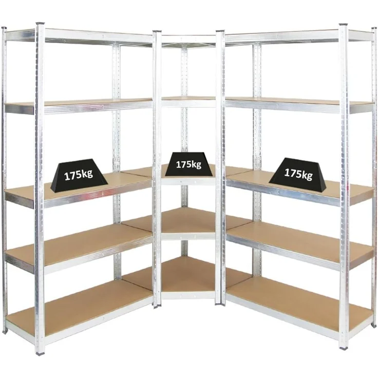 PROREGAL Mega Deal Eckregal Ragnar 1x: 180 x 70 x 40 cm | 2X: 180 x 90 x 40 cm Verzinkt Fachlast 175kg, Kellerregal, Steckregal, Garagenregal, Lagerregal – Bild 1