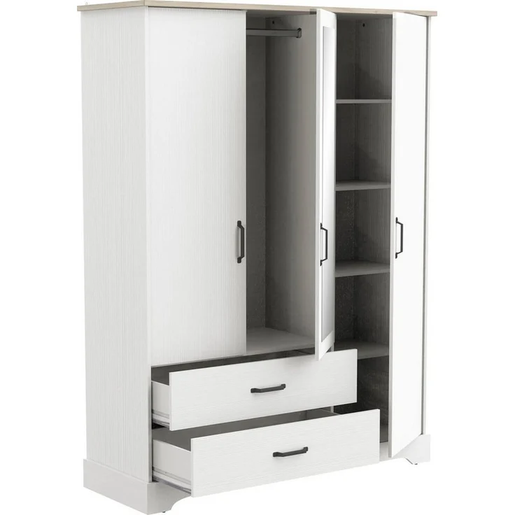 Calicosy 'COTTAGE' Kleiderschrank mit 3 Türen und 2 Schubladen - H199,60 cm - Weiß – Bild 3
