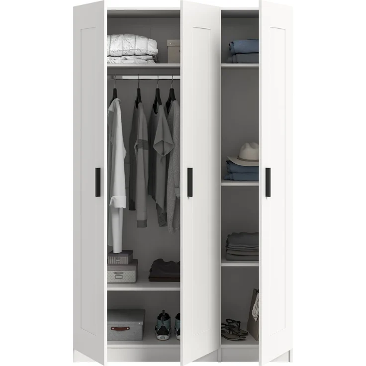 Visby Kleiderschrank 3-türig in weiß – Bild 4
