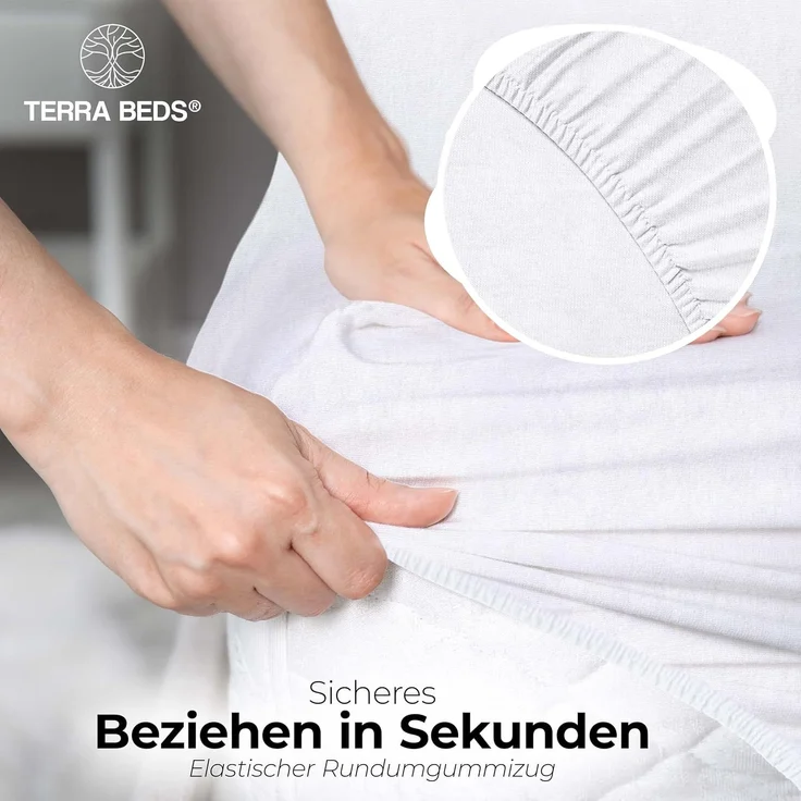 Terra Beds Premium Topper Spannbettlaken 140x200 cm - 160x200 cm 160g/m2-100% Hochwertiges Oeko-TEX Baumwoll Jersey Spannbetttuch für boxspringbett Topper – Erhältlich in 10 Farben – Bild 5