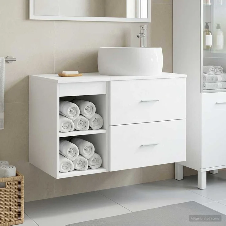 vidaXL Wandmontiertes Badezimmermöbel-Set 2 stk. Weiß 3403920 – Bild 1