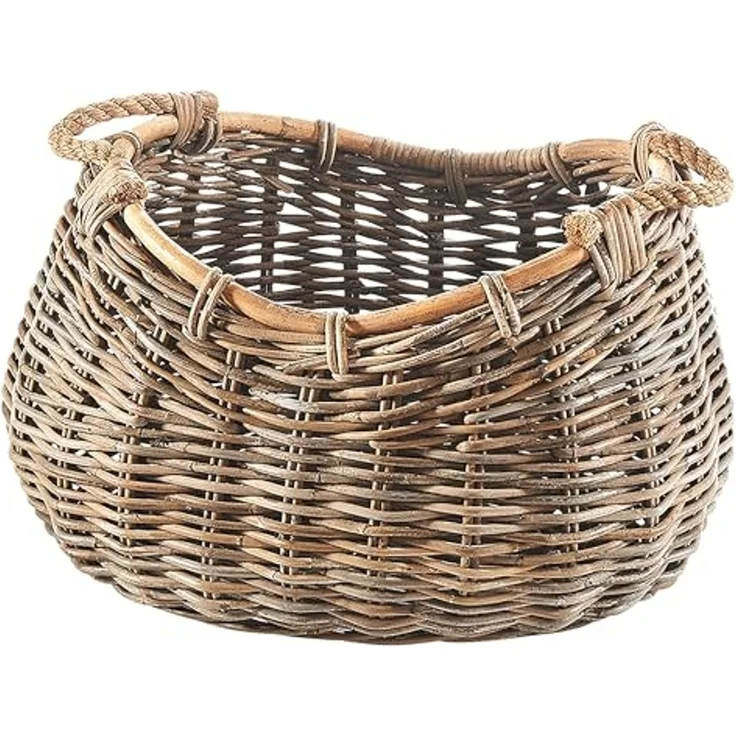 Kobolo Aufbewahrungskorb Korb aus Rattan kubu grey mit Seilgriff oval – Bild 1