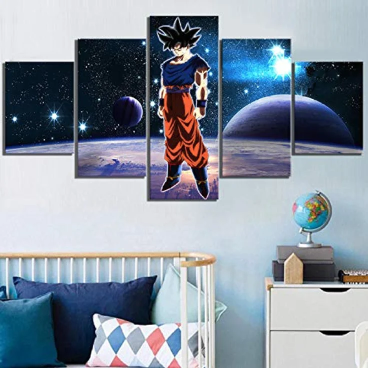 Fire-Maple Mxsnow 5, Leinwand-Wandbild Druckset 5-teilig, Dragon Ball Super Goku, UV-beständig, 30x40 cm x 2, 30x60 cm x 2, 30x80 cm x 1, inkl. Rahmen – Bild 2