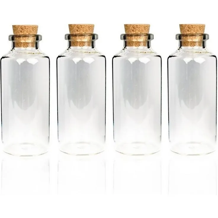 Bestlivings Vorratsglas Fläschchen mit Korken, Glas, (4-tlg, 10 ml), Reagenzglas für Hochzeit - Mini Gläser Gastgeschenke Glasfläschchen