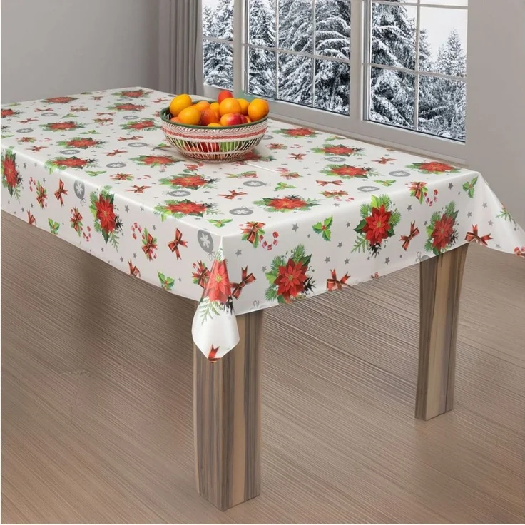 laro Tischdecke laro Wachstuch-Tischdecke Wachstischdecke Weihnachten Stern Mistel – Bild 3