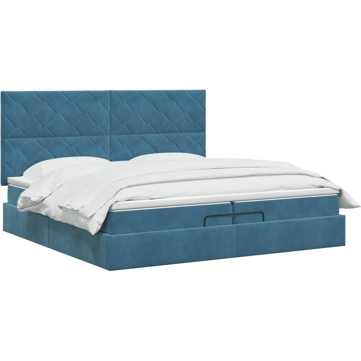 vidaXL Ottoman Bett mit Matratze Dunkelblau 200 x 200 cm Samt 3457819 – Bild 3