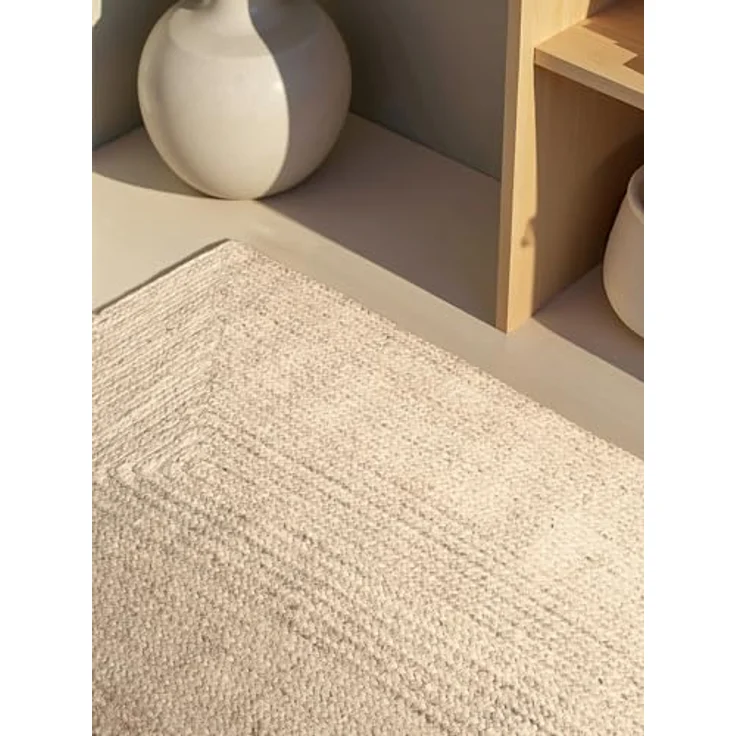 Hanse Home Juno Juteteppich - Natur Wohnzimmerteppich aus 100% Jute, Handgewebt - Robust & Pflegeleicht - Moderner, Boho Naturfaser Teppich für Wohnzimmer, Schlafzimmer - Reinweiß, 200x300cm – Bild 5