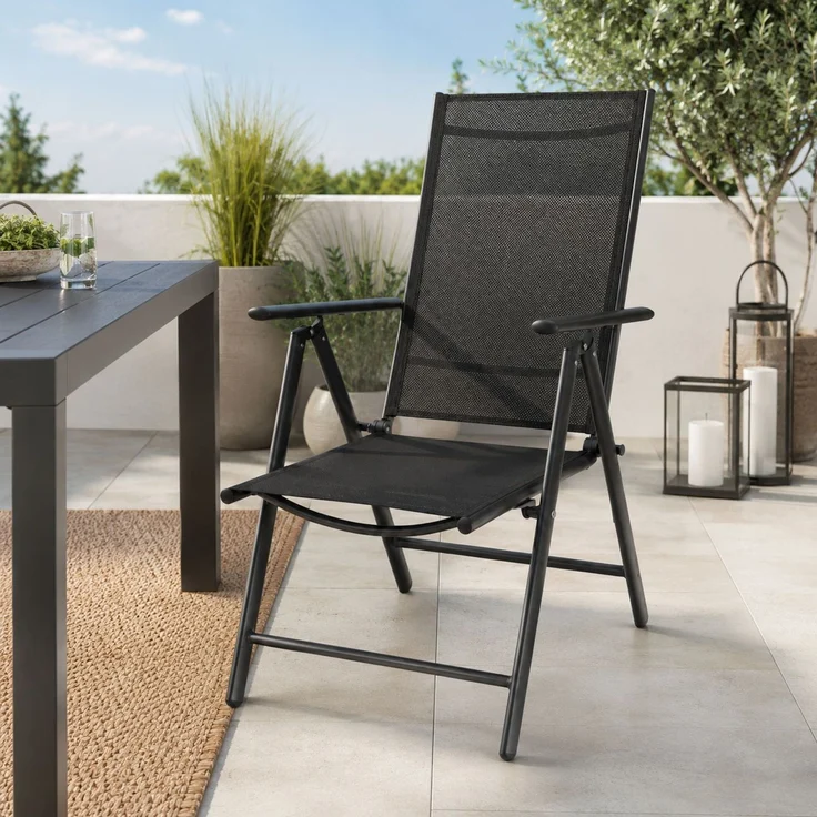 BURI 6 Klappsessel mit Hochlehner Auflage Gartenstuhl Aluminium verstellbar – Bild 8