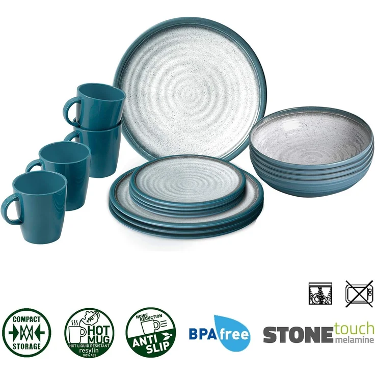 BRUNNER Geschirr-Set BRUNNER Campinggeschirr Set TUSCANY (8, 12, 16, 36-Teile) Rutschfest (16-tlg) – Bild 2