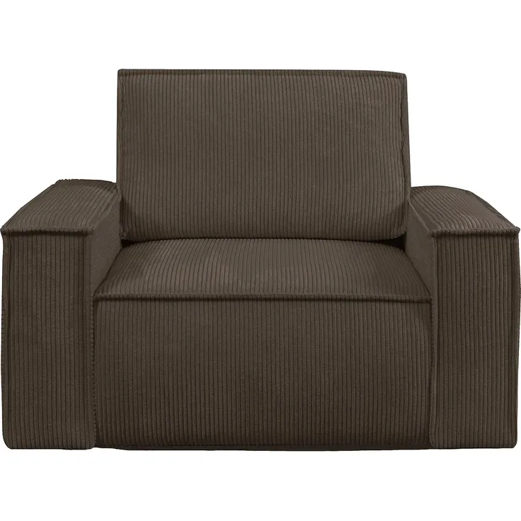 Vente-unique - AMELIA Sessel SamtStoff Braun - B 86 cm x H 85 cm x L 120 cm – Bild 2