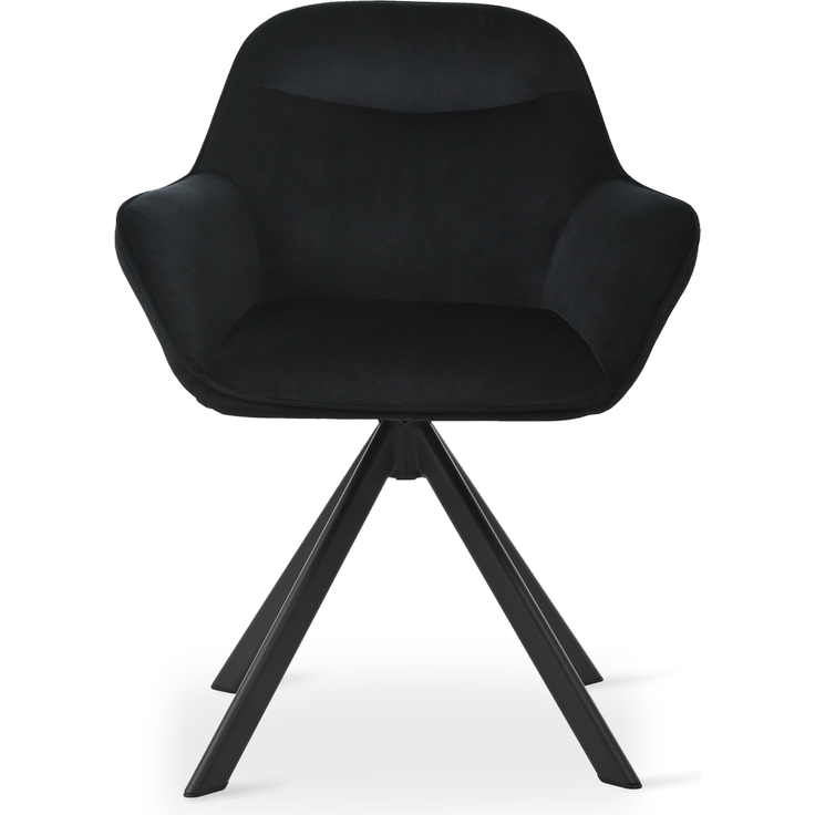 GOEURVANT 1370 Esszimmerstühle 6er-Set mit Armlehnen, 360° Drehbar, Samt - Schwarz – Bild 2