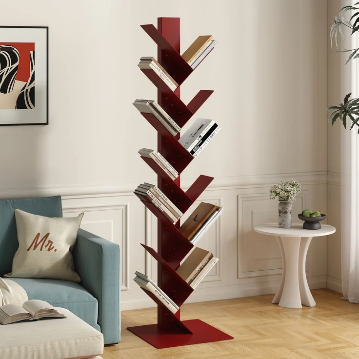 Bücherregal Eksjö Baumform Stahl 150x39x39 cm Rot [en. casa] – Bild 6