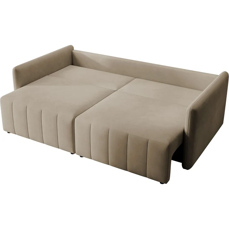 Selsey 'Louisos ' 3-Sitzer Schlafsofa in Samt mit schwarzen Beinen, Beige – Bild 4