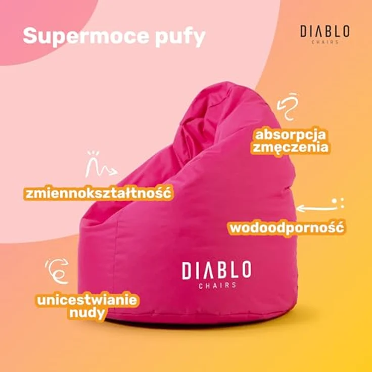 Diablo Kinder-Pouf, Craft Edition, ergonomischer Sitz, mit Granulatfüllung, strapazierfähiges Cordura, wasserdicht, leicht und kompakt, Spielmuster, Maße 80 x 110 x 80 cm, Rosa – Bild 4