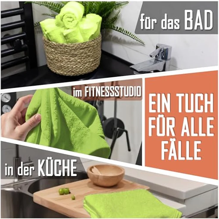 NatureMark 10er Pack Waschlappen | 100% Baumwolle | Frottier Seiflappen | Größe 30x30 cm | Frottee Seiftücher im 10er Pack Farbe: Apfel grün – Bild 8