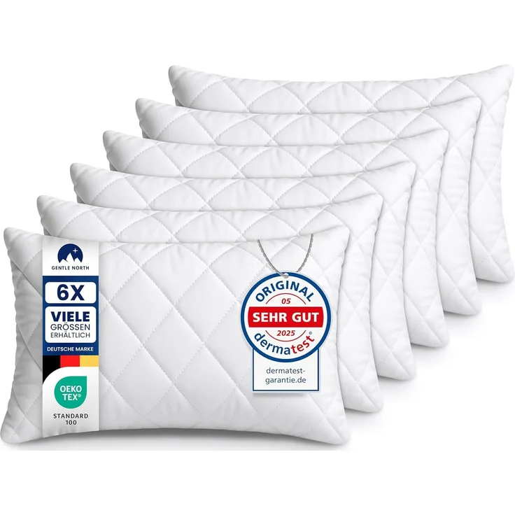 Gentle North Kopfkissen (30x50 cm groß) - 6er Set Kissen für Bett und als Dekokissen - Mit Reißverschluss für Füllung - Sofakissen - Zierkissen für Couch und Sofa - Ökotex - Waschbar bis 60° - Weiß