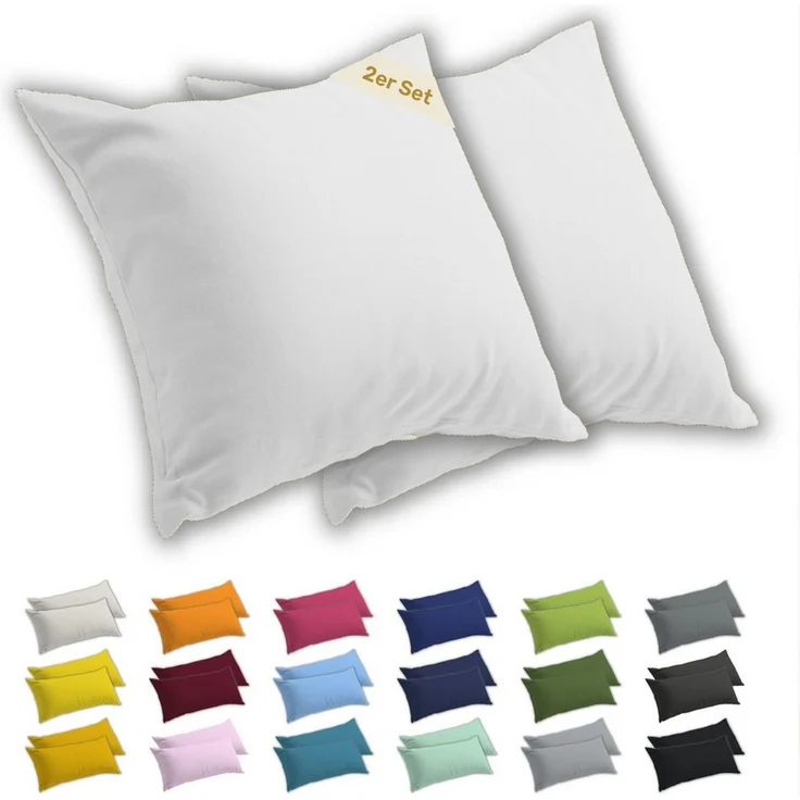 Lavea Kissenbezug 2er Set Kissenhülle Jersey, 100% Baumwolle, Kissenbezüge, (2 Stück), allergikerfreundlich - sicherer YKK-Reißverschluss - waschbar 60°C – Bild 1
