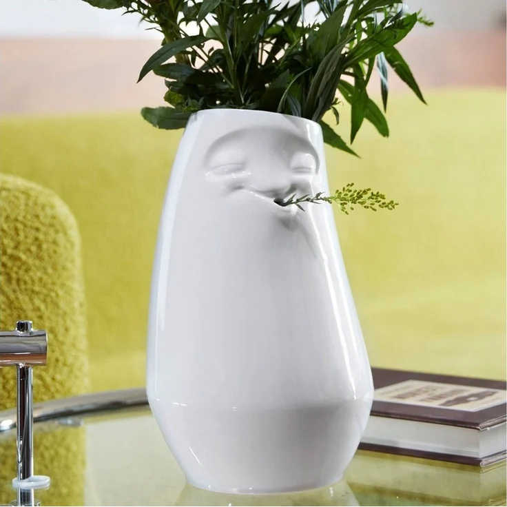 FIFTYEIGHT Vase Entspannt lang weiß Porzellan für Blumen und Dekoration – Bild 3
