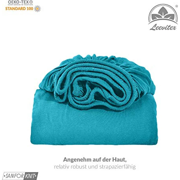 leevitex® Spannbettlaken Spannbettlaken Topperbezug Premium 170, Gummizug: rundum, extra schwere Ausführung, 180x200 - 200x220 cm, 100% Mako-Baumwolle – Bild 6