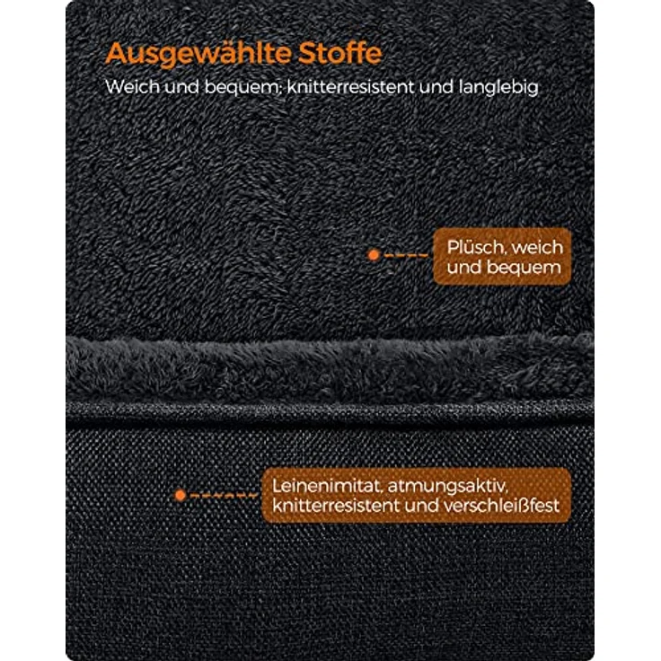 Feandrea Hundebett, Hundekissen in Leinenoptik, Hundekorb, erhöhte Ränder, rutschfeste Unterseite, Bezug abnehmbar waschbar, L, für mittelgroße Hunde, 90 x 75 x 25 cm, dunkelgrau PGW011G01 – Bild 5
