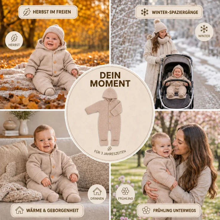 Engel Baby-Overall mit Kapuze, Holzknöpfen und Umschlag TOP – Bild 6