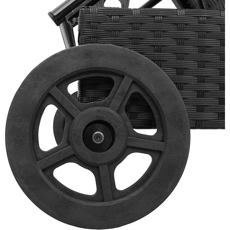 vidaXL Sonnenliege mit Rollen und Auflage Schwarz Poly Rattan 4104033 – Bild 10