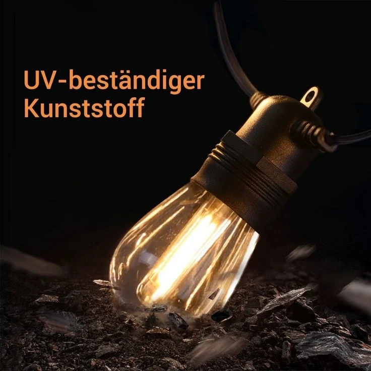 Elegear Lichterkette LED Lichterkette Outdoor 16/31m Balkonlampen Gartenlampen erweiterbare, Lichterketten mit Steckdosen für Balkon Party Halloween Weihnachtsdeko – Bild 3